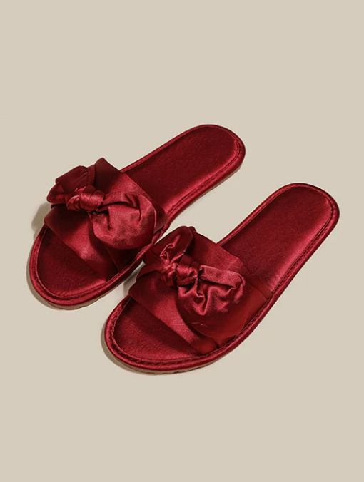 Wholesale Red Satin Bridal Couple Slippers with Soft Soles